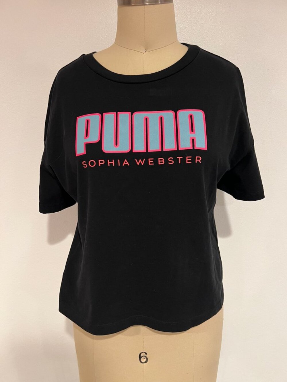PUMA x Sophia Webster Black Logo Crop Tee T-Shirt Size S Small